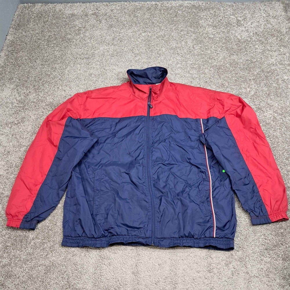 Vintage Fila Windbreaker Jacket XXL Navy Blue Red Colorblock Full Zip Nylon